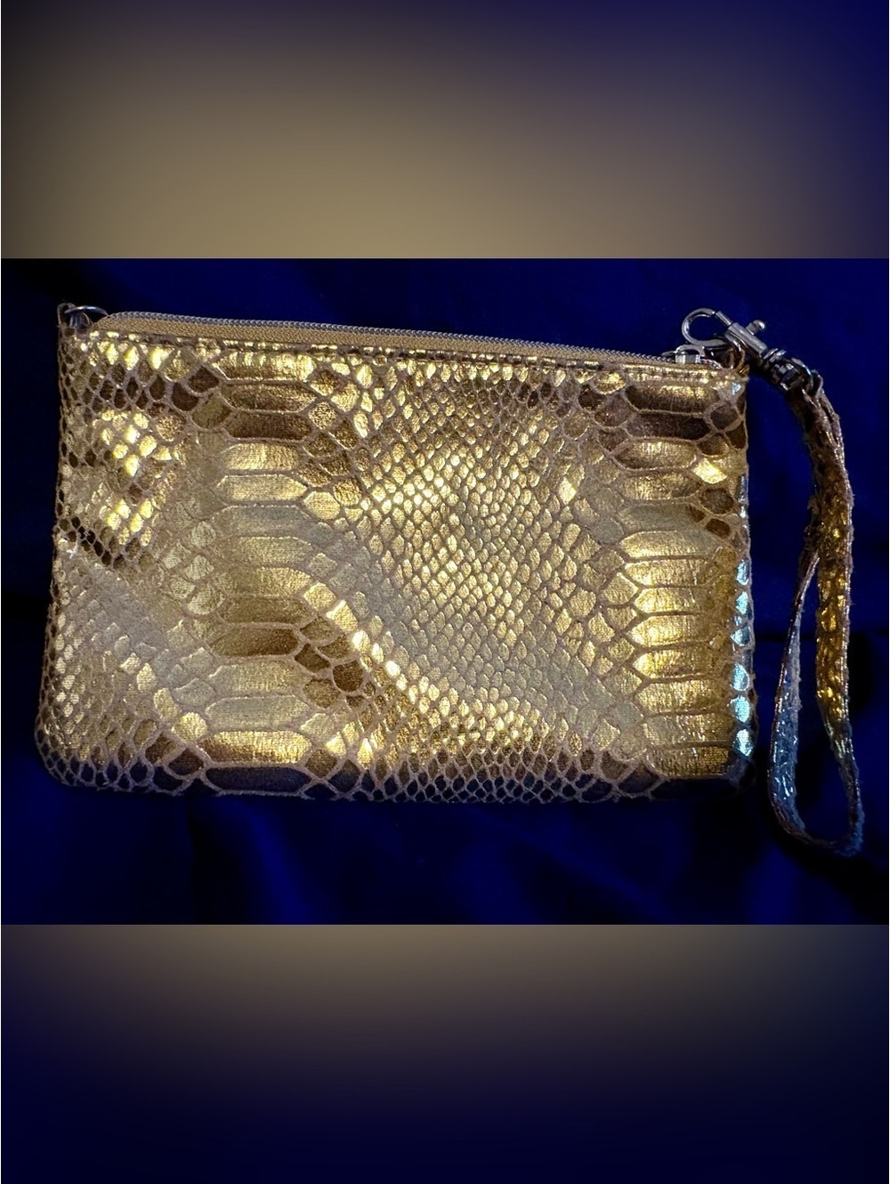 Style & Co. Metallic Gold Snake‑Embossed Wristlet – NWT
